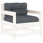 vidaXL Salon de jardin 7 Pièces avec coussins blanc bois massif