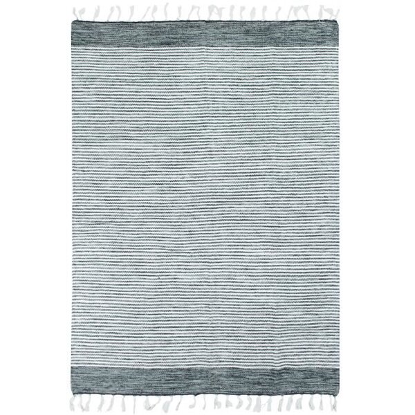 Tapis Terra - 160 x 230 cm - Bandes gris, argent et blanc bandes