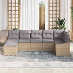 vidaXL Ensemble de canapé de jardin 7 Pièces Beige et Gris clair