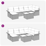 vidaXL Ensemble de canapé de jardin avec coussin 8 Pièces Gris Poly rotin