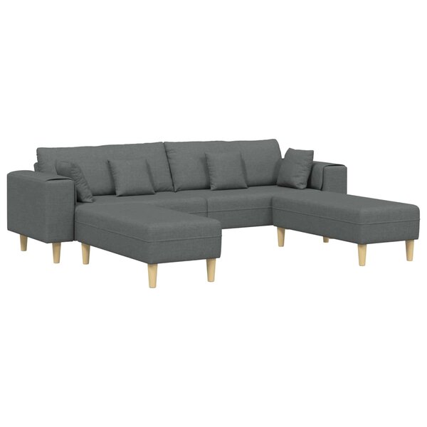 vidaXL Canapé 3 pc Gris foncé tissu