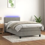 vidaXL Sommier à lattes de lit et matelas et LED Gris clair 90x200 cm