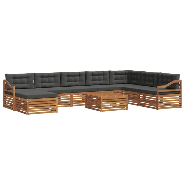 vidaXL Ensemble de canapés d'extérieur 9 Pièces Naturel et Anthracite