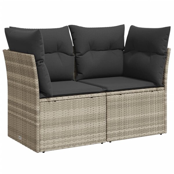 vidaXL Canapé de jardin 2 places et coussins gris clair résine tressée