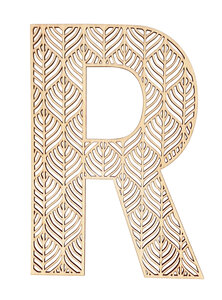 Lettre R en bois Alphabet géant ajouré 24 cm