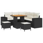 vidaXL Ensemble de canapé de jardin avec coussin 8 Pièces Noir et Crème