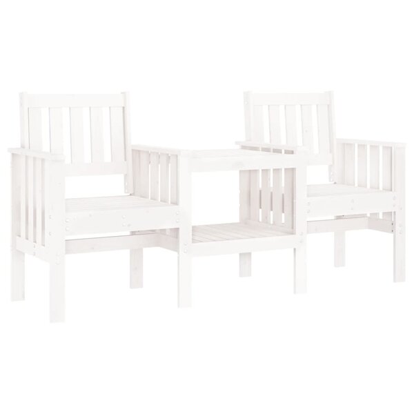 vidaXL Banc de jardin avec table 2 places blanc bois massif de pin