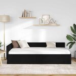 vidaXL Cadre de lit d'angle Noir 90 x 190 cm Tissu et bois reconstitué