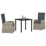 vidaXL Ensemble de salle à manger pour jardin 3 Pièces Gris polyrotin