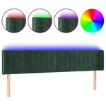 vidaXL Tête de lit à LED Vert foncé 163x16x78/88 cm Velours