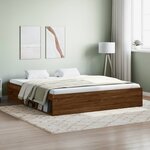 vidaXL Cadre de lit chêne marron 180x200 cm super king