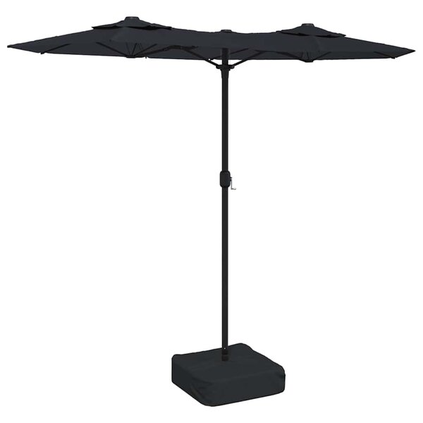 vidaXL Parasol de jardin à double tête noir 316x145 cm