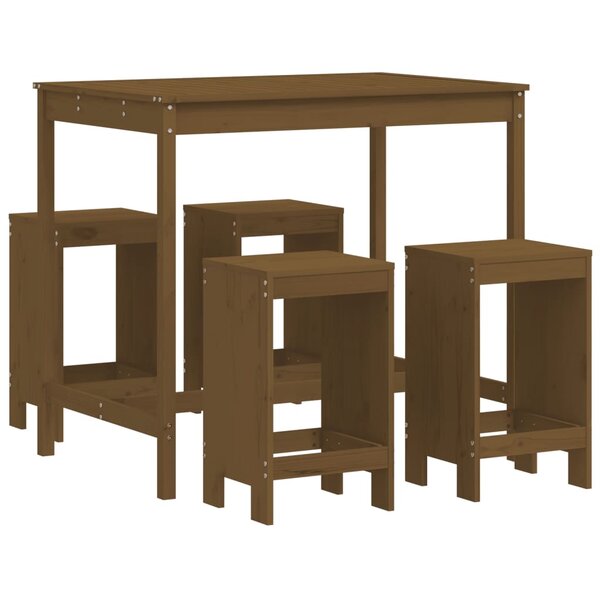 vidaXL Ensemble de bar de jardin 5 Pièces marron miel bois de pin massif