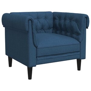 vidaXL Fauteuil Chesterfield bleu tissu