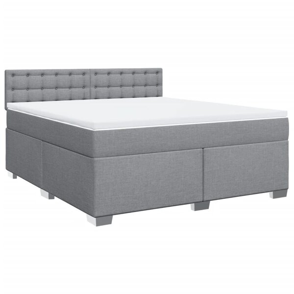vidaXL Sommier à lattes de lit avec matelas Gris clair 180x200cm Tissu