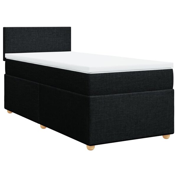 vidaXL Sommier à lattes de lit avec matelas Noir 90x190 cm Tissu