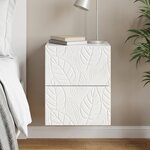 vidaXL Cabinet de chevet mural Blanc brillant 34 5 x 33 x 40 cm
