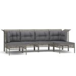 vidaXL Salon de jardin 6 Pièces avec coussins Gris Résine tressée