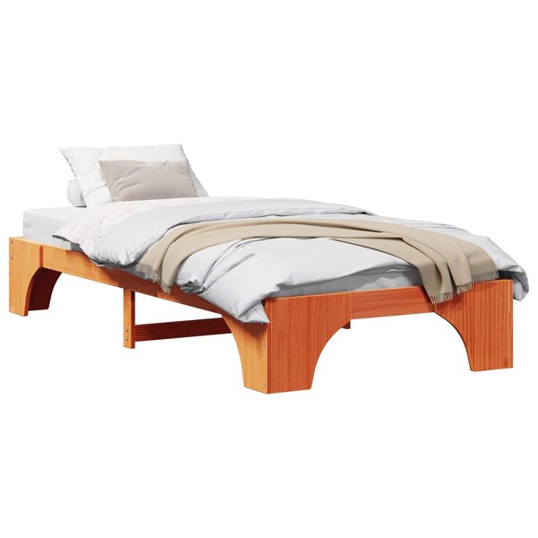 vidaXL Cadre de lit Brun cire 100 x 200 cm Pin massif