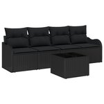 vidaXL Ensemble de canapé de jardin 5 pièces   coussins en poly rotin noir
