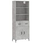 vidaXL Buffet haut Gris béton 69 5x34x180 cm Bois d'ingénierie