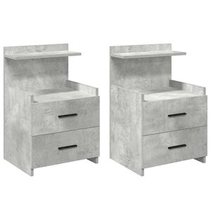 vidaXL Tables de chevet 2 pièces avec 2 tiroirs Gris béton 40 x 36 5 x 62 cm