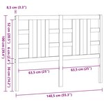 vidaXL Tête de lit Gris 141x4x100 cm Bois massif de pin