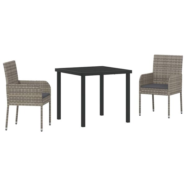 vidaXL Ensemble de salle à manger pour jardin 3 Pièces Gris polyrotin