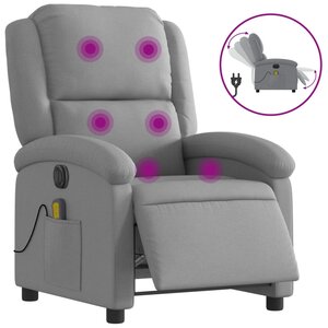 vidaXL Fauteuil de massage inclinable électrique gris clair tissu