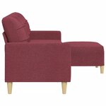 vidaXL Canapé à 3 places avec repose-pieds Rouge bordeaux 210 cm Tissu