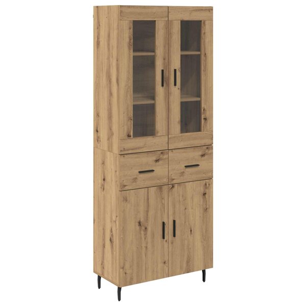 vidaXL Haut Armoire 2 Pièces Chêne artisanal Bois Aggloméré et Verre