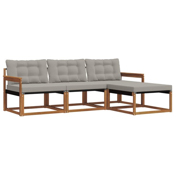vidaXL Ensemble de canapés d'extérieur 4 pc Naturel et gris clair