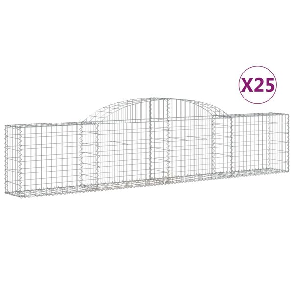 vidaXL Paniers à gabions arqués 25 Pièces 300x30x60/80 cm fer galvanisé