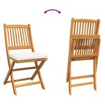 Chaises de jardin pliantes vidaXL avec coussin blanc 4Pièces en bois d'Acacia