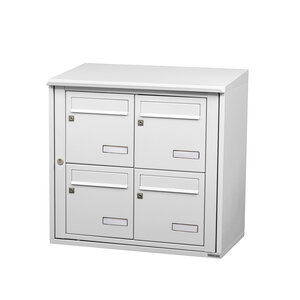 Bloc collectif Leabox  2x2  grade 3  simple face  extérieur  fixation murale  blanc neige  ral 9016 finition brillante