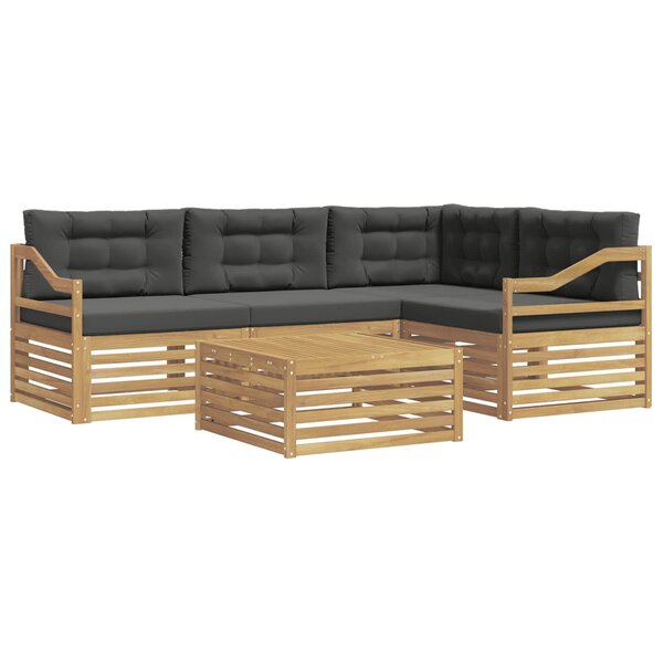 vidaXL Ensemble de canapés d'extérieur 5 Pièces Blanc et anthracite