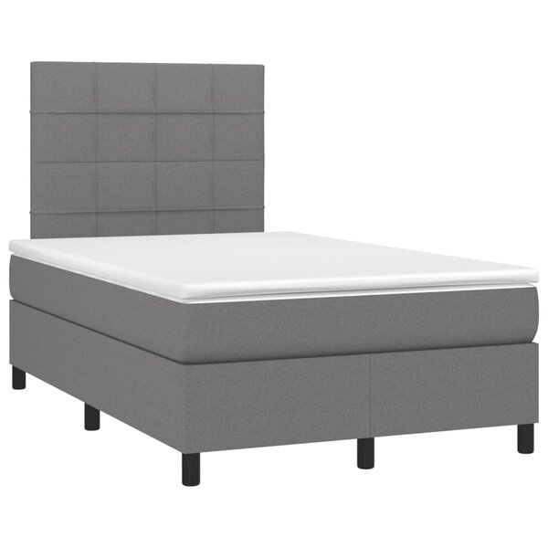vidaXL Sommier à lattes de lit avec matelas gris foncé 120x190cm tissu