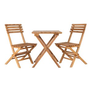 Lot de 2 chaises et 1 table en teck naturel