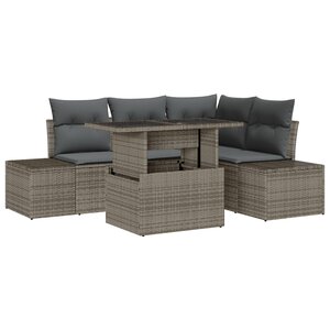 vidaXL Ensemble de canapés de jardin de 5 pièces avec coussins gris en poly rotin
