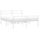 vidaXL Cadre de lit métal sans matelas et pied de lit blanc 135x190 cm
