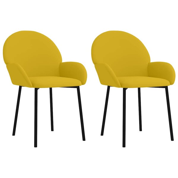 vidaXL Chaises à manger lot de 2 Jaune Velours