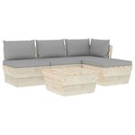 vidaXL Salon de jardin palette 5 Pièces avec coussins Épicéa imprégné