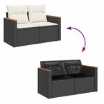 vidaXL Salon de jardin avec coussins 7 Pièces noir résine tressée acacia