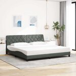 vidaXL Cadre de lit avec LED sans matelas gris foncé 200x200 cm tissu
