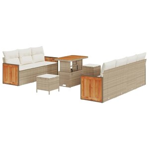 vidaXL Ensemble de canapé de jardin avec coussin 10 Pièces Beige et crème