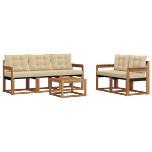 vidaXL Ensemble de canapés d'extérieur 6 Pièces Naturel et Beige