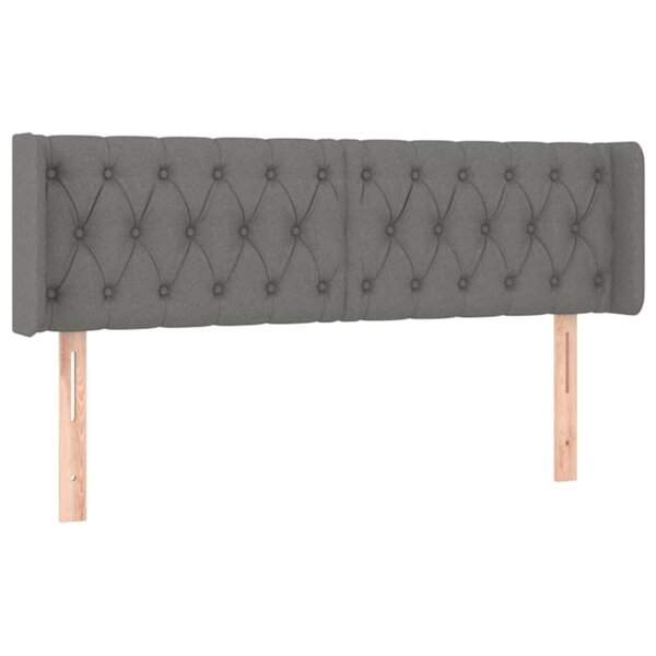 vidaXL Tête de lit avec oreilles Gris foncé 147x16x78/88 cm Tissu
