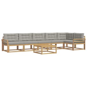 vidaXL Ensemble de canapés d'extérieur 7 Pièces Blanc et gris clair