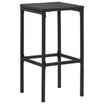 vidaXL Meuble de bar de jardin 4 Pièces avec coussins Résine tressée Noir