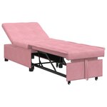 vidaXL Canapé-lit 3-en-1 en velours rose